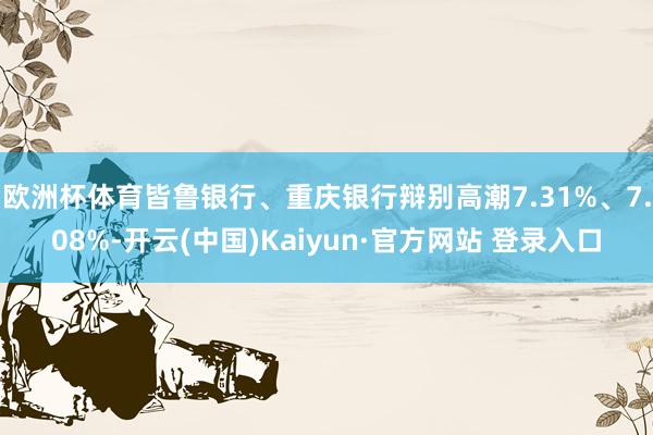 欧洲杯体育皆鲁银行、重庆银行辩别高潮7.31%、7.08%-开云(中国)Kaiyun·官方网站 登录入口