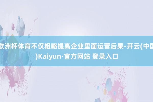 欧洲杯体育不仅粗略提高企业里面运营后果-开云(中国)Kaiyun·官方网站 登录入口