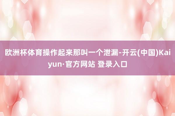 欧洲杯体育操作起来那叫一个泄漏-开云(中国)Kaiyun·官方网站 登录入口