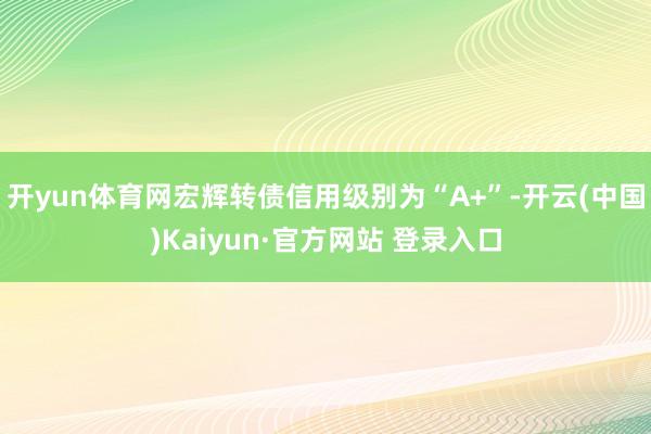 开yun体育网宏辉转债信用级别为“A+”-开云(中国)Kaiyun·官方网站 登录入口