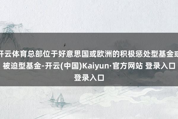 开云体育总部位于好意思国或欧洲的积极惩处型基金或被迫型基金-开云(中国)Kaiyun·官方网站 登录入口