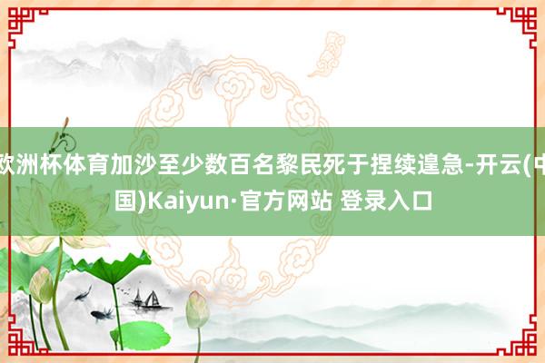 欧洲杯体育加沙至少数百名黎民死于捏续遑急-开云(中国)Kaiyun·官方网站 登录入口