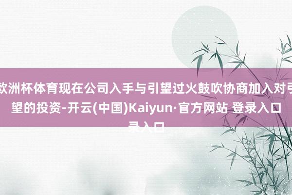 欧洲杯体育现在公司入手与引望过火鼓吹协商加入对引望的投资-开云(中国)Kaiyun·官方网站 登录入口