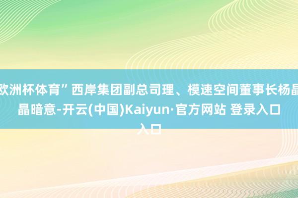 欧洲杯体育”西岸集团副总司理、模速空间董事长杨晶晶暗意-开云(中国)Kaiyun·官方网站 登录入口