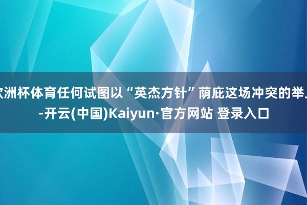 欧洲杯体育任何试图以“英杰方针”荫庇这场冲突的举止-开云(中国)Kaiyun·官方网站 登录入口