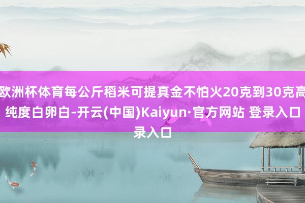 欧洲杯体育每公斤稻米可提真金不怕火20克到30克高纯度白卵白-开云(中国)Kaiyun·官方网站 登录入口