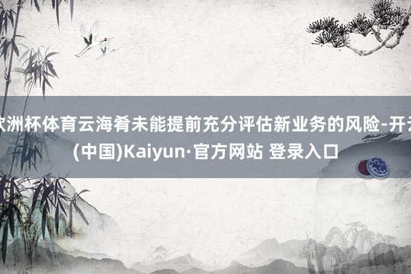 欧洲杯体育云海肴未能提前充分评估新业务的风险-开云(中国)Kaiyun·官方网站 登录入口